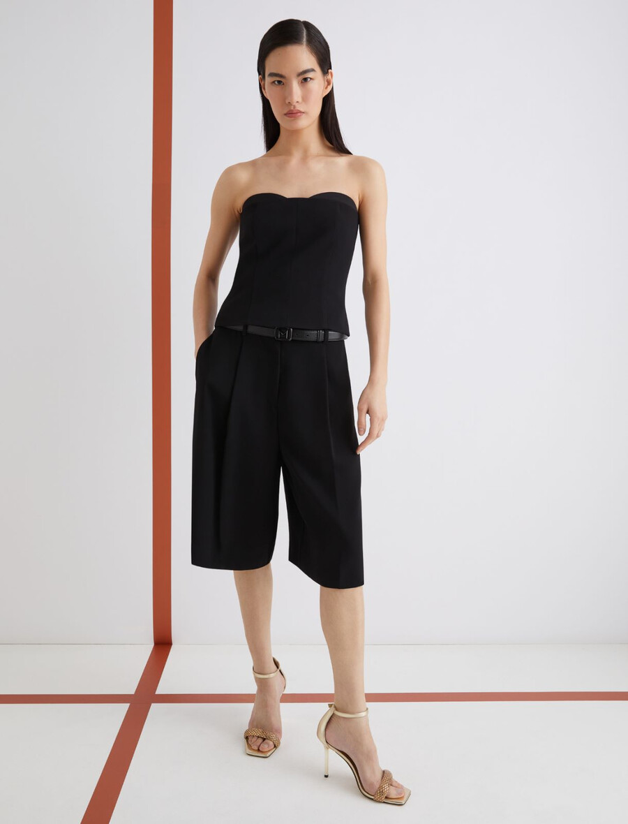 top corsetto in raso envers - nero