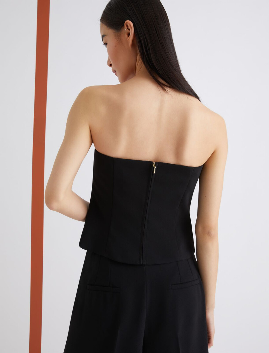 top corsetto in raso envers - nero