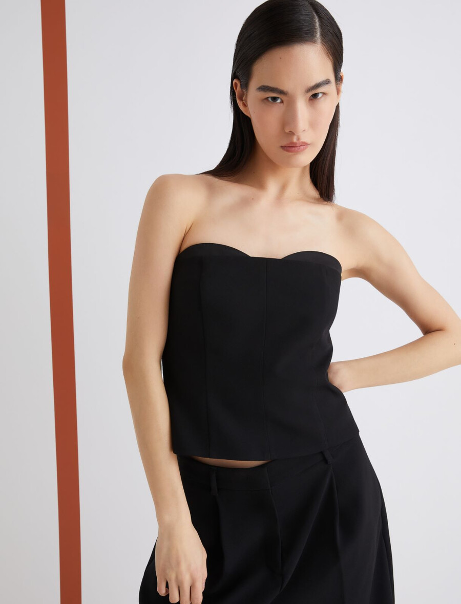 top corsetto in raso envers - nero