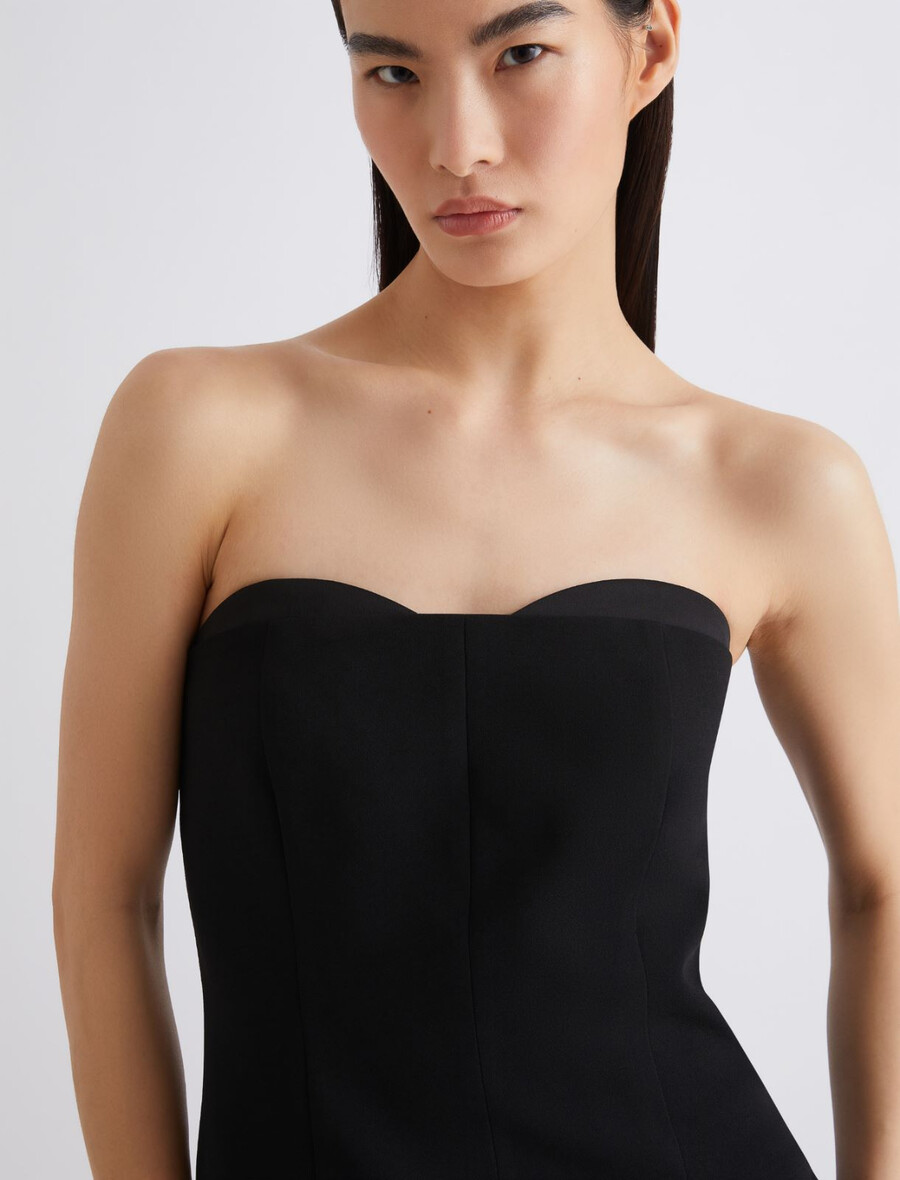 top corsetto in raso envers - nero
