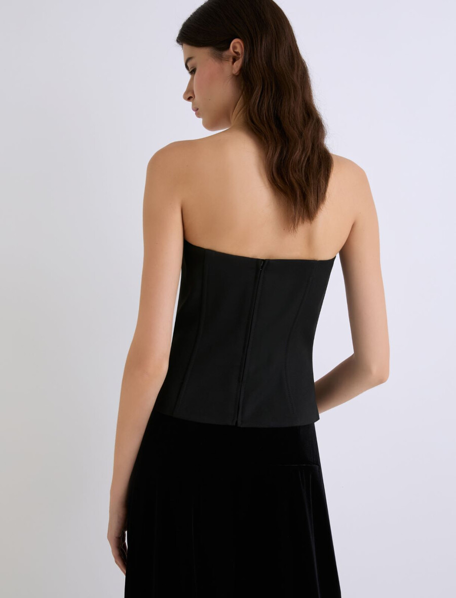 corsetto ricamato con strass - nero