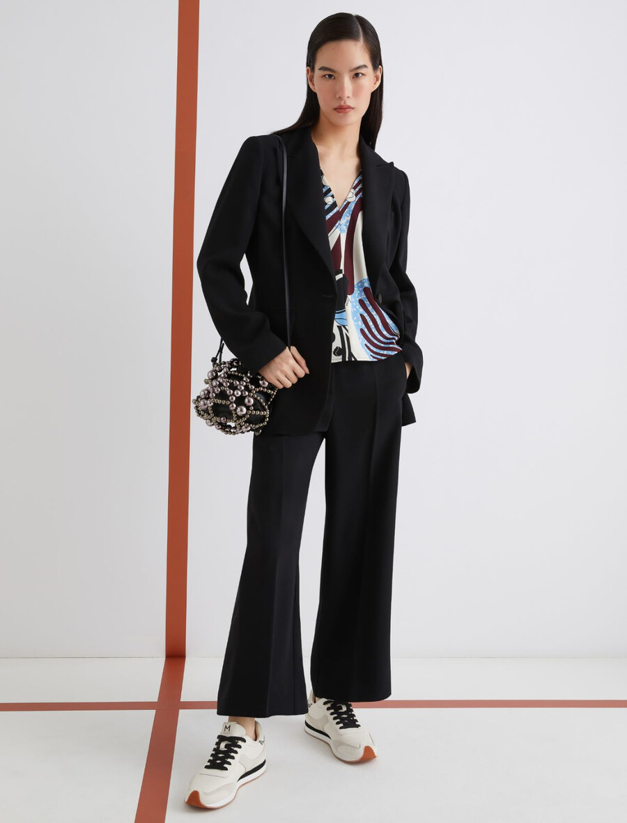 blusa in raso stampato - bianco lana