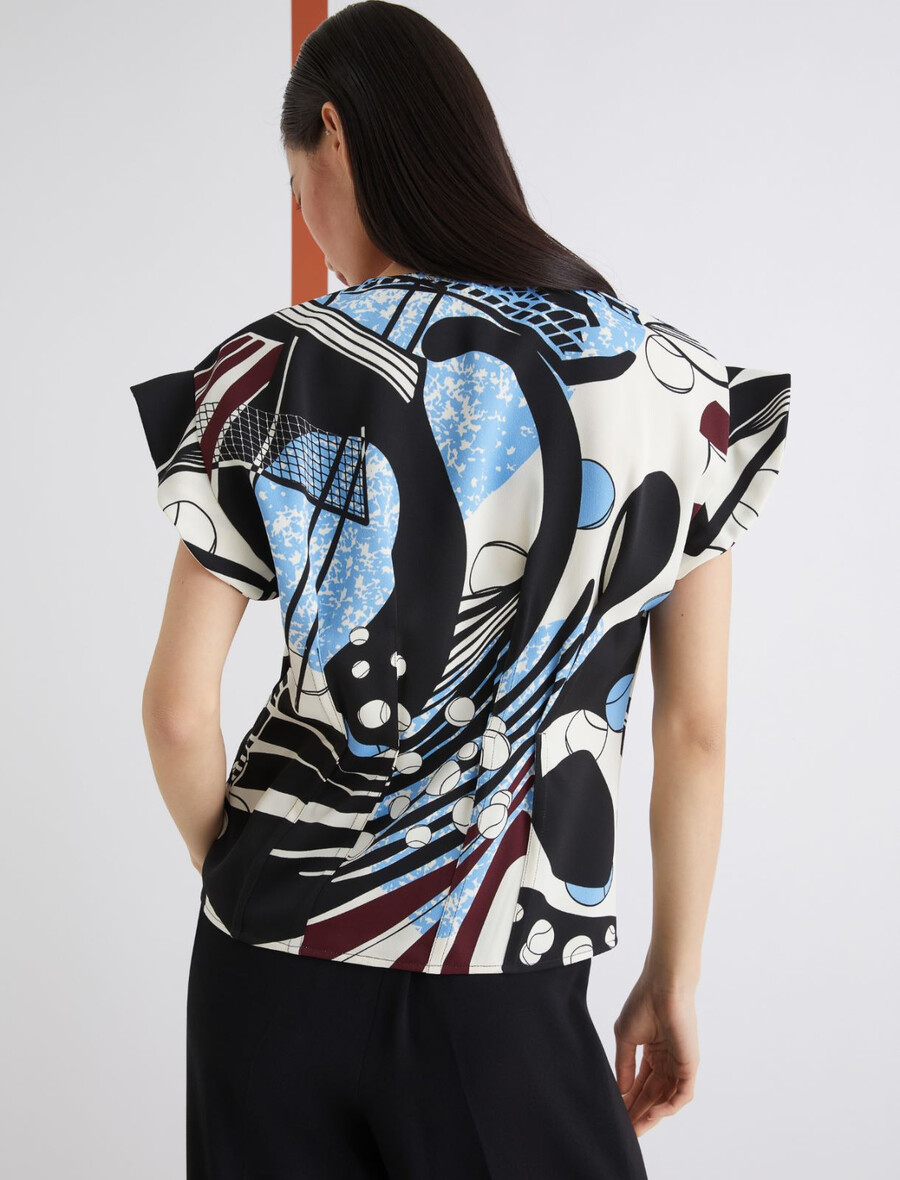 blusa in raso stampato - bianco lana