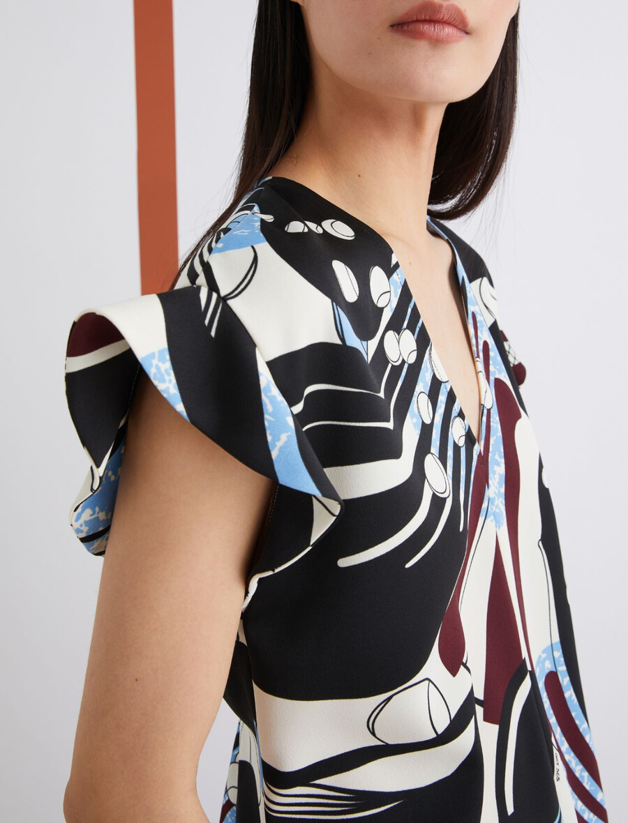 blusa in raso stampato - bianco lana