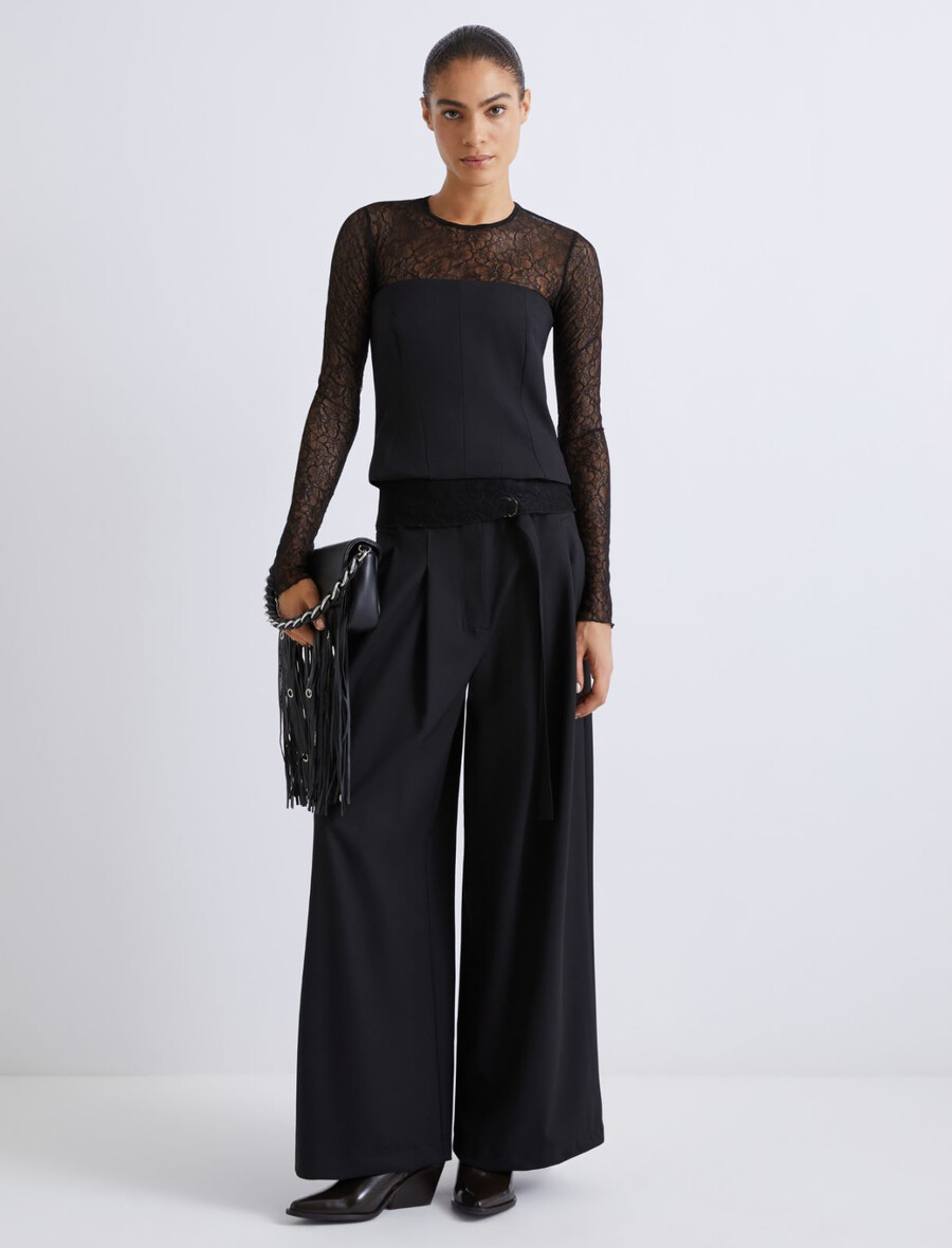 top corsetto in tessuto elasticizzato - nero