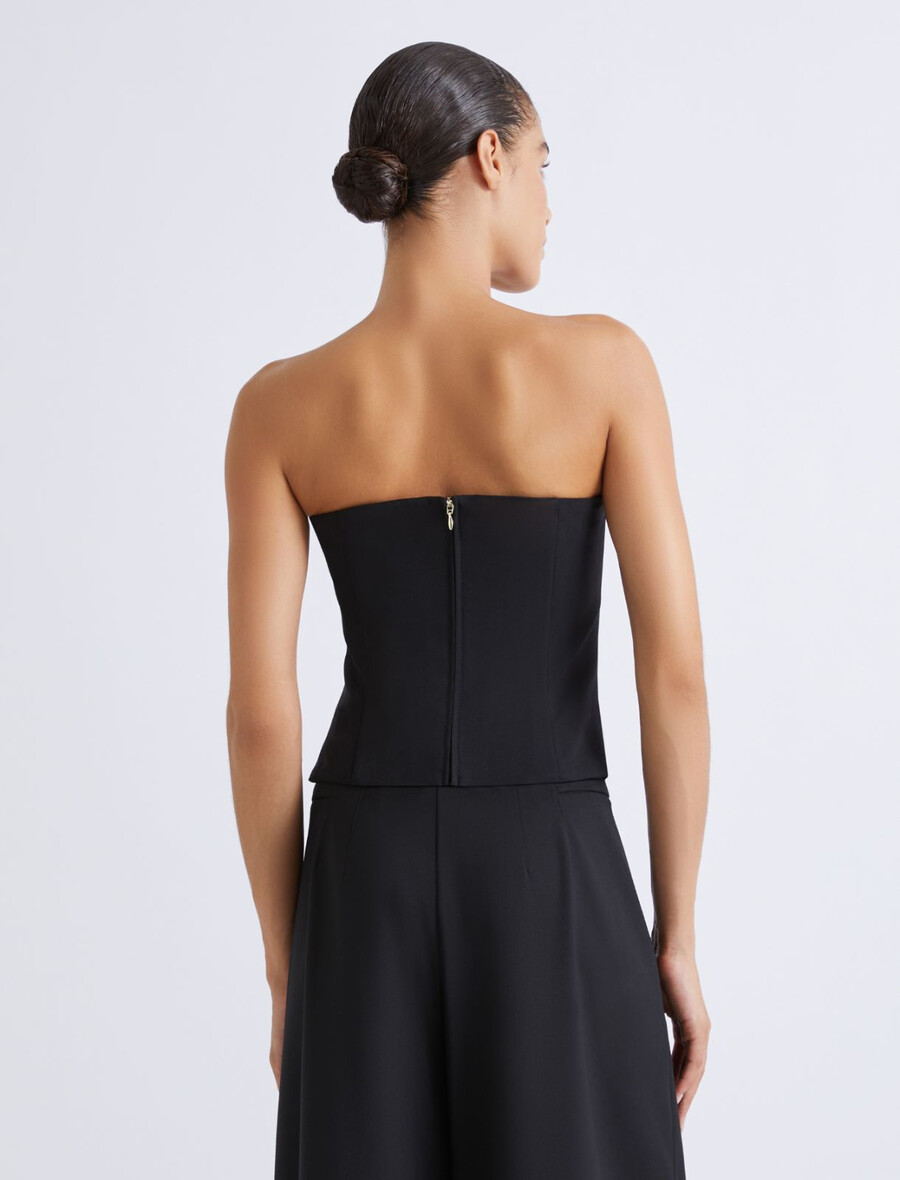 top corsetto in tessuto elasticizzato - nero