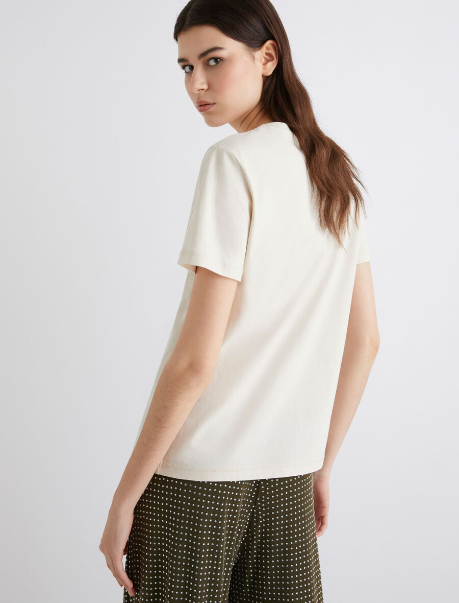 t-shirt stampata - avorio