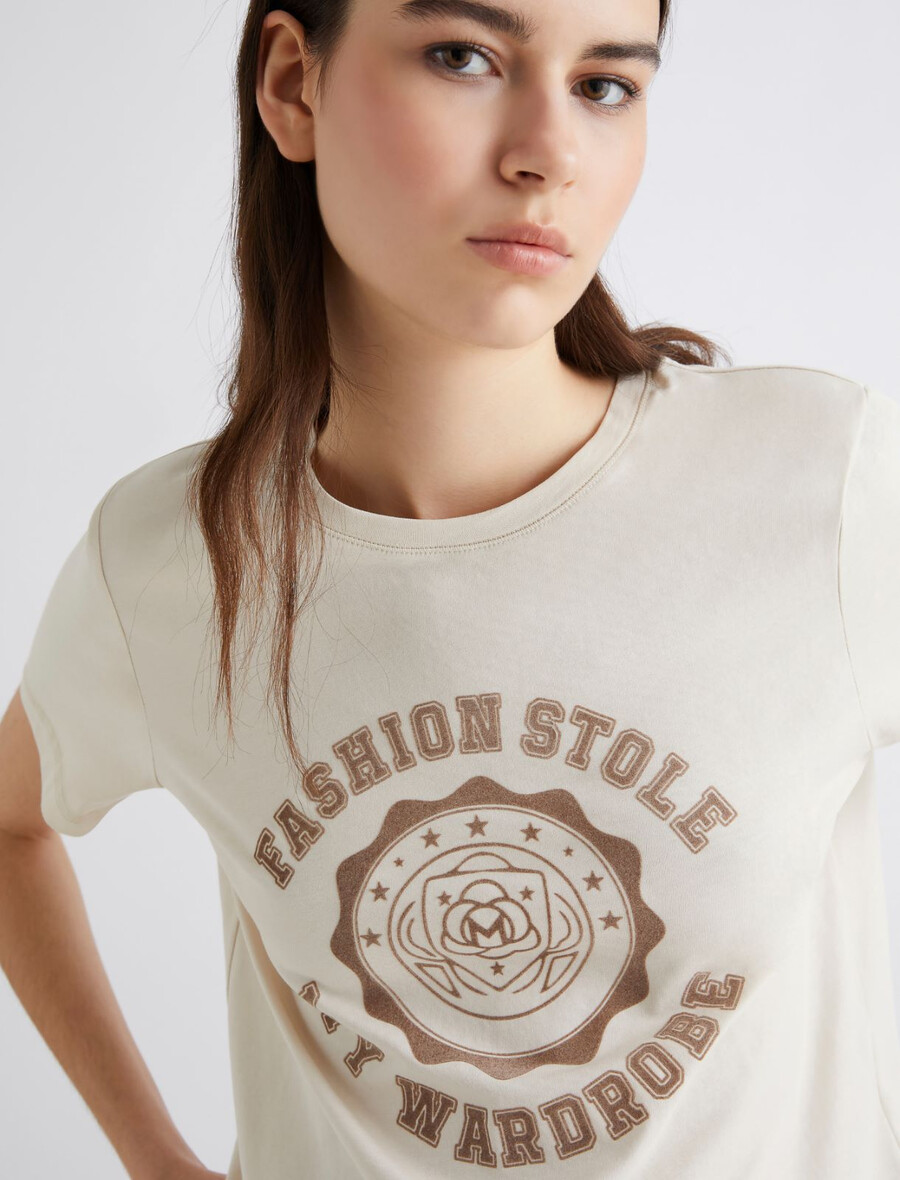 t-shirt stampata - avorio