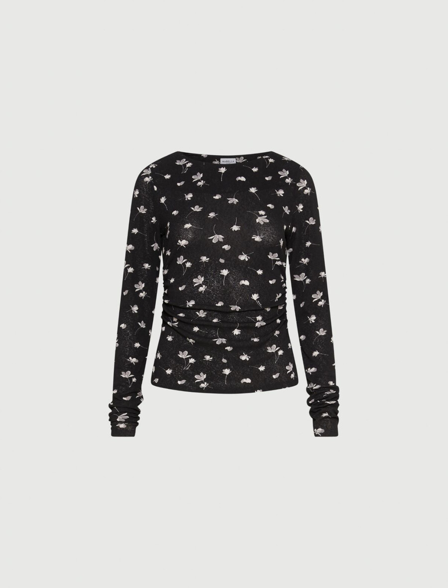 t-shirt in jersey di tulle stampato - nero