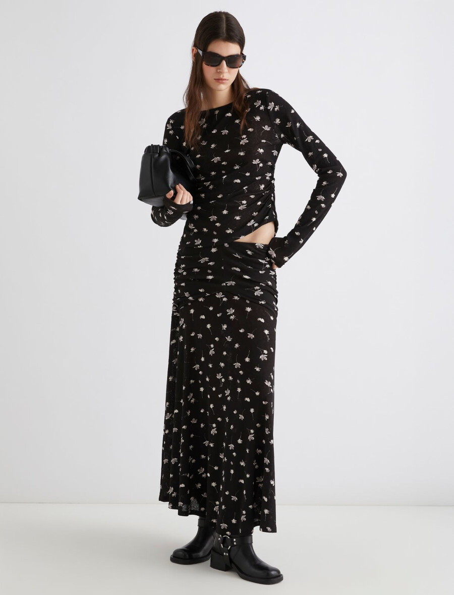 t-shirt in jersey di tulle stampato - nero