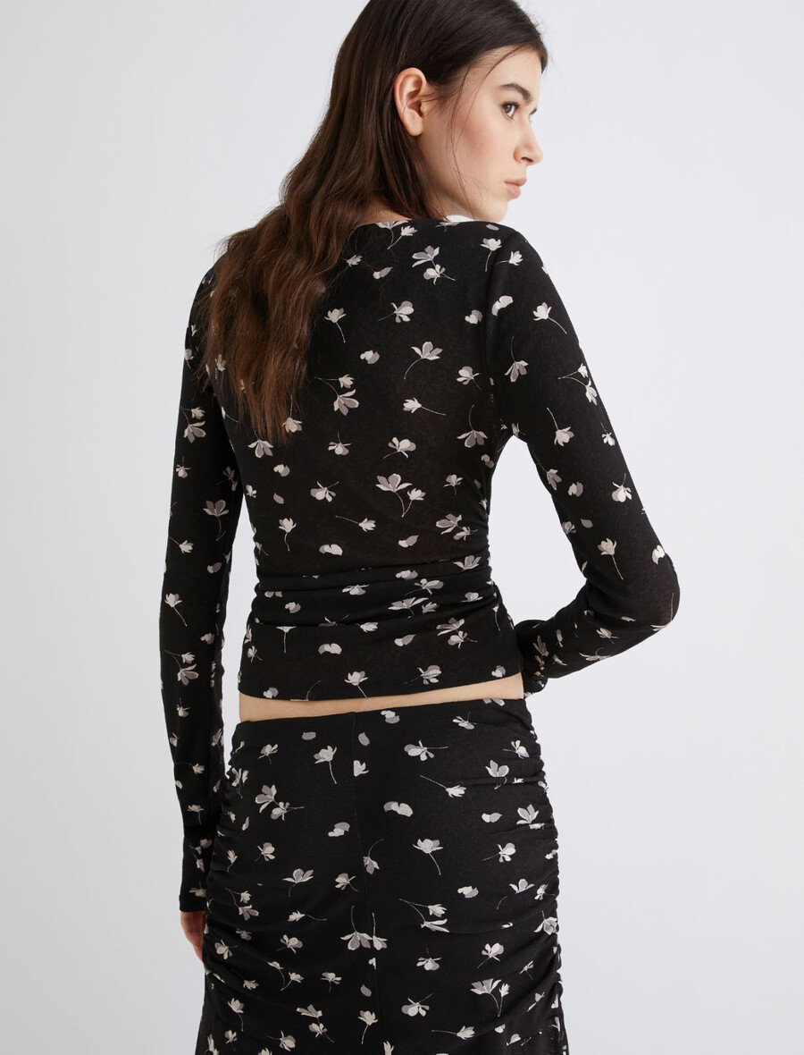 t-shirt in jersey di tulle stampato - nero