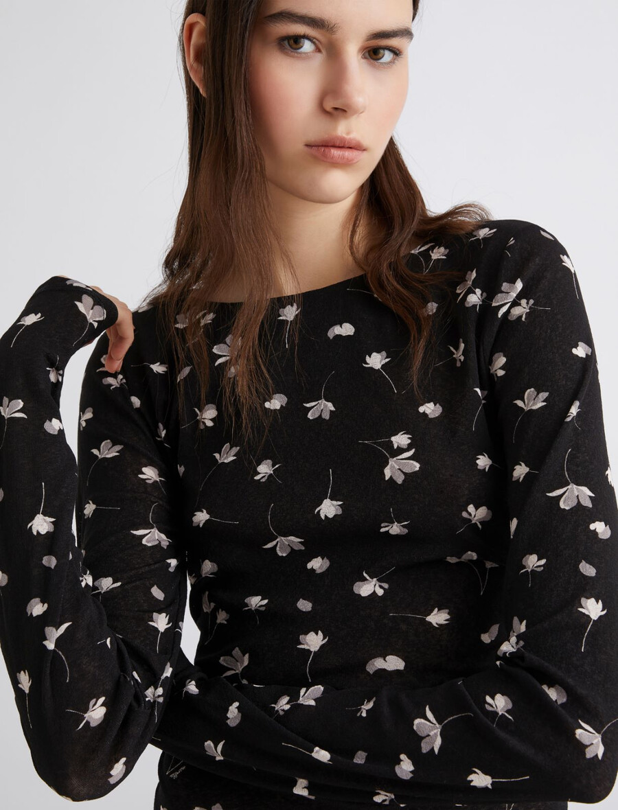 t-shirt in jersey di tulle stampato - nero