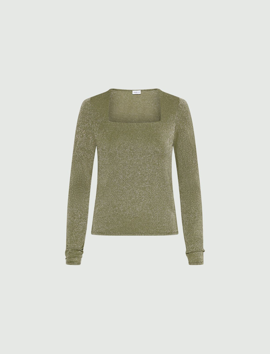 t-shirt in viscosa con decorazioni in lurex - verde