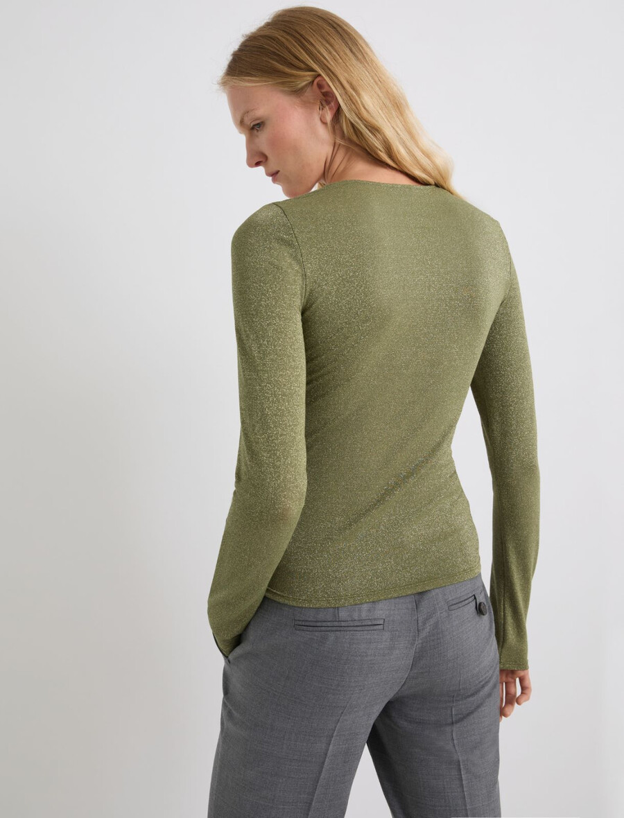 t-shirt in viscosa con decorazioni in lurex - verde