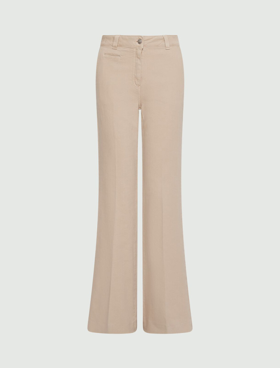pantaloni a gamba larga in cotone elasticizzato - beige