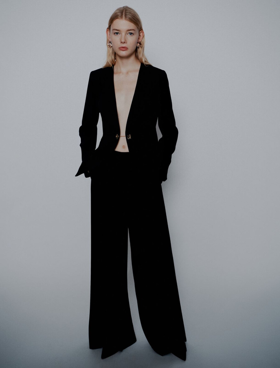 pantaloni ampi in envers satin - nero