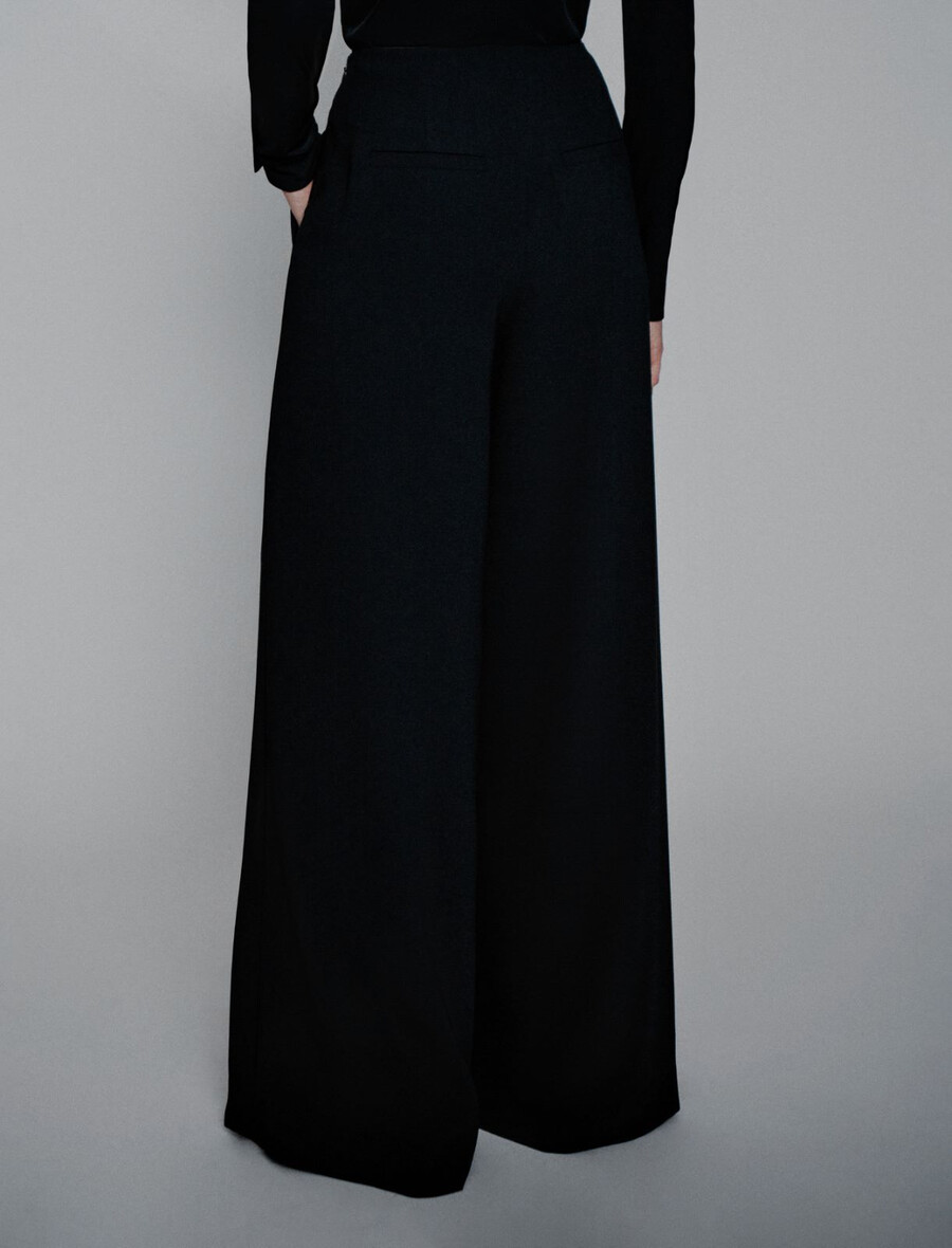 pantaloni ampi in envers satin - nero