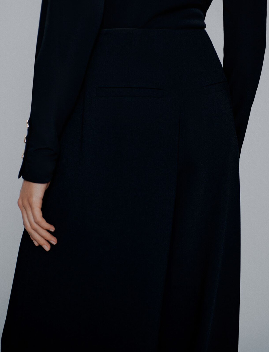 pantaloni ampi in envers satin - nero