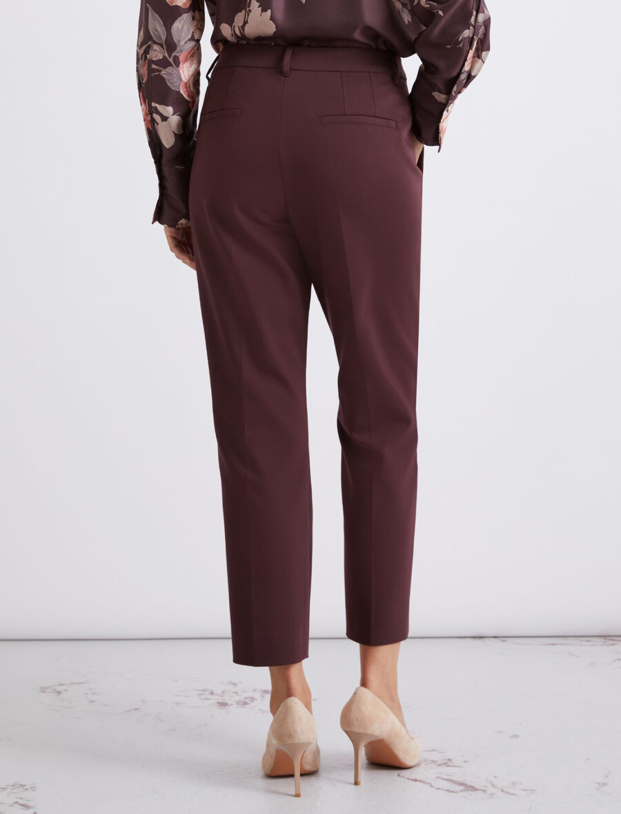 pantaloni in misto cotone elasticizzato - bordeaux