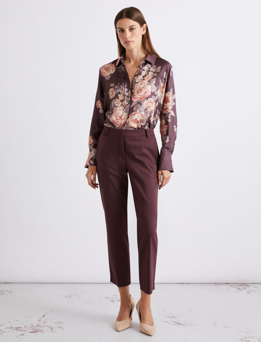 pantaloni in misto cotone elasticizzato - bordeaux