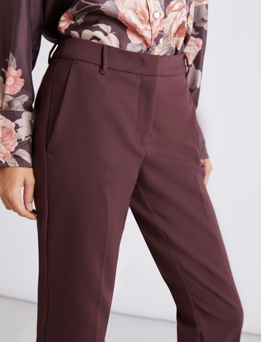 pantaloni in misto cotone elasticizzato - bordeaux