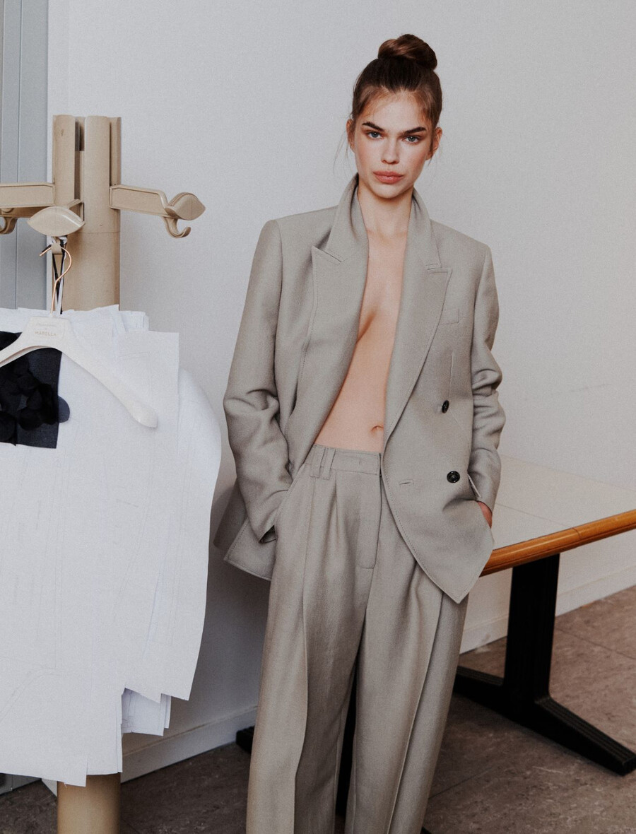 pantaloni a gamba larga - grigio chiaro