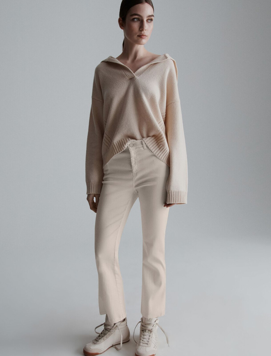 jeans cropped svasati - crema