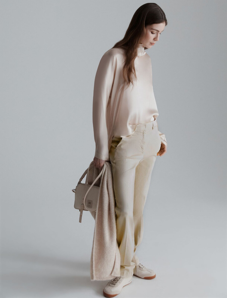 pantaloni a gamba larga - crema