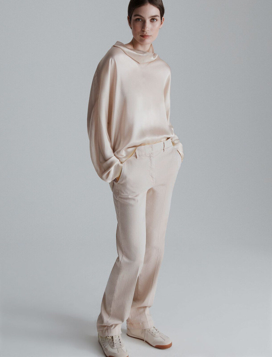 pantaloni a gamba larga - crema