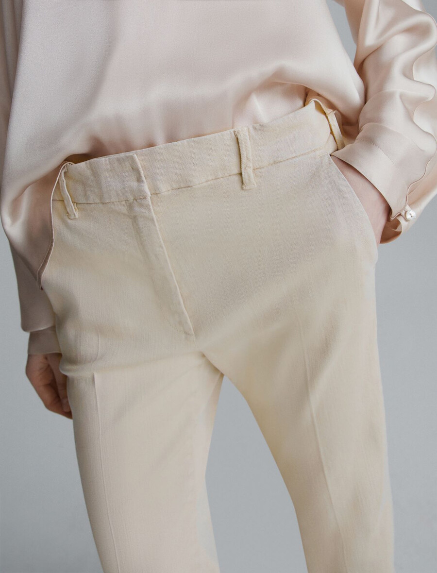 pantaloni a gamba larga - crema