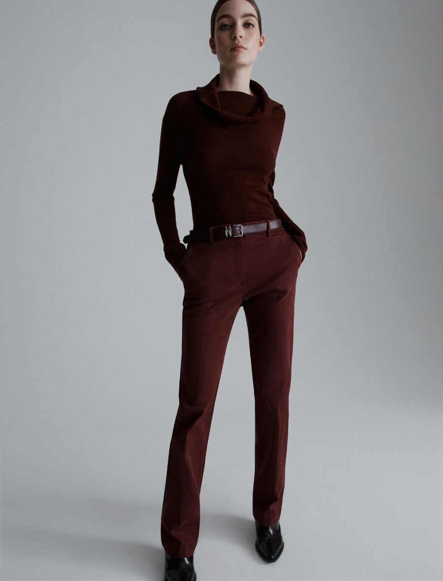 pantaloni a gamba larga - bordeaux