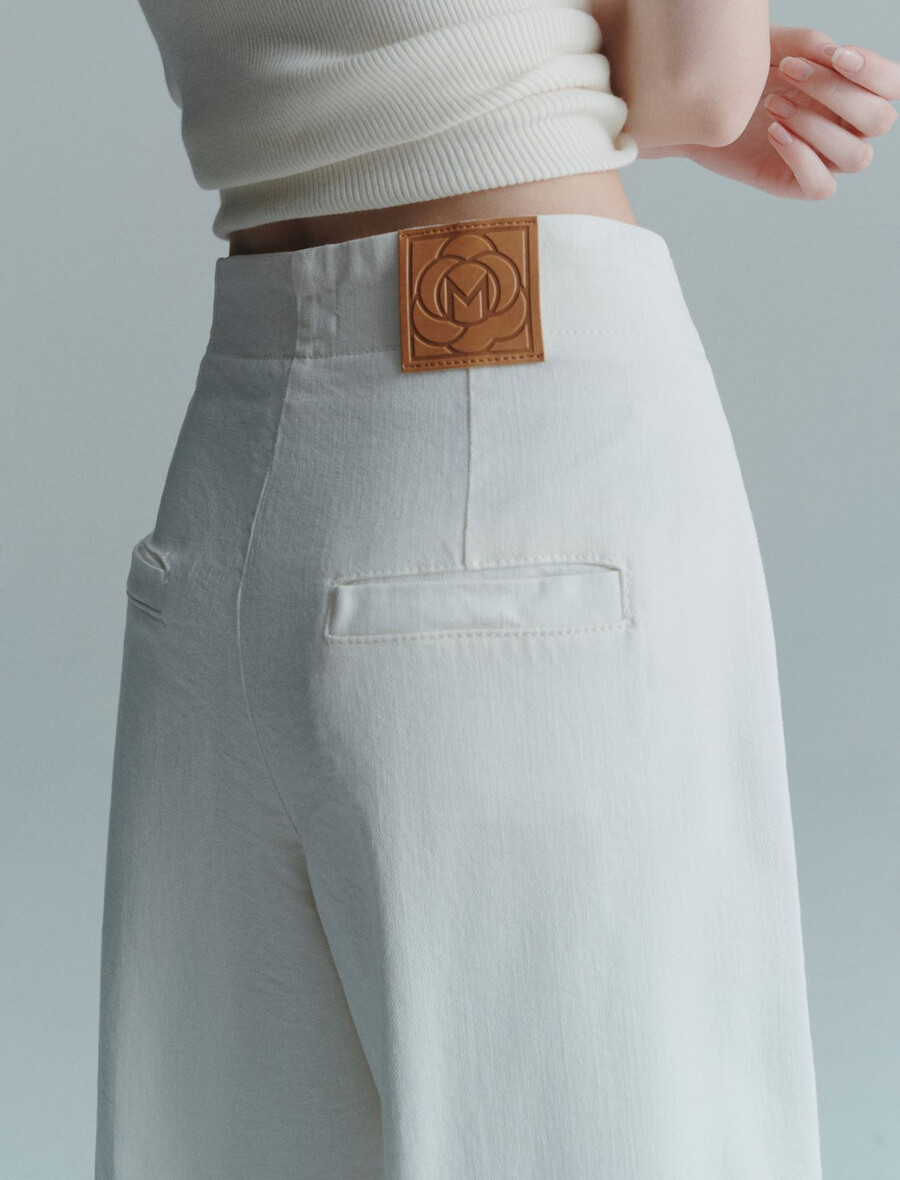 pantaloni a vita alta - bianco