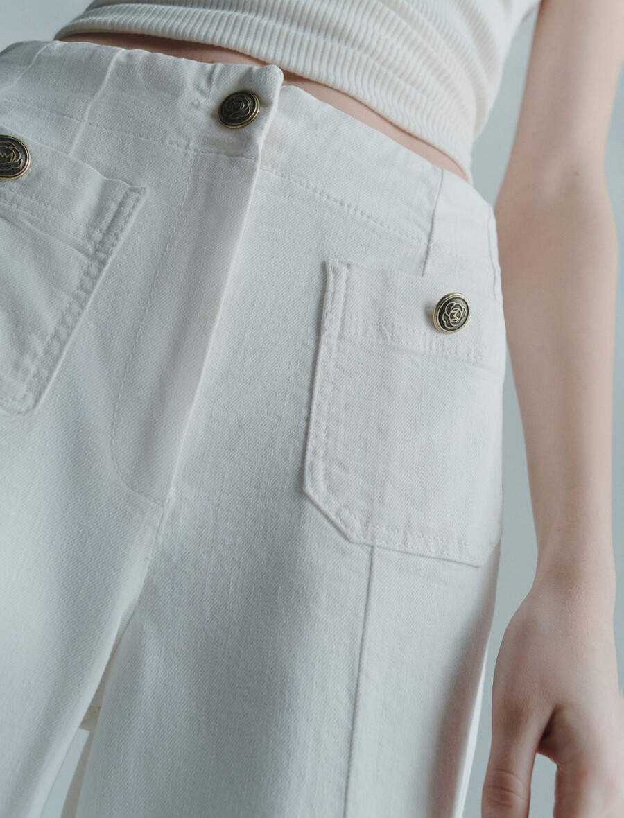 pantaloni a vita alta - bianco