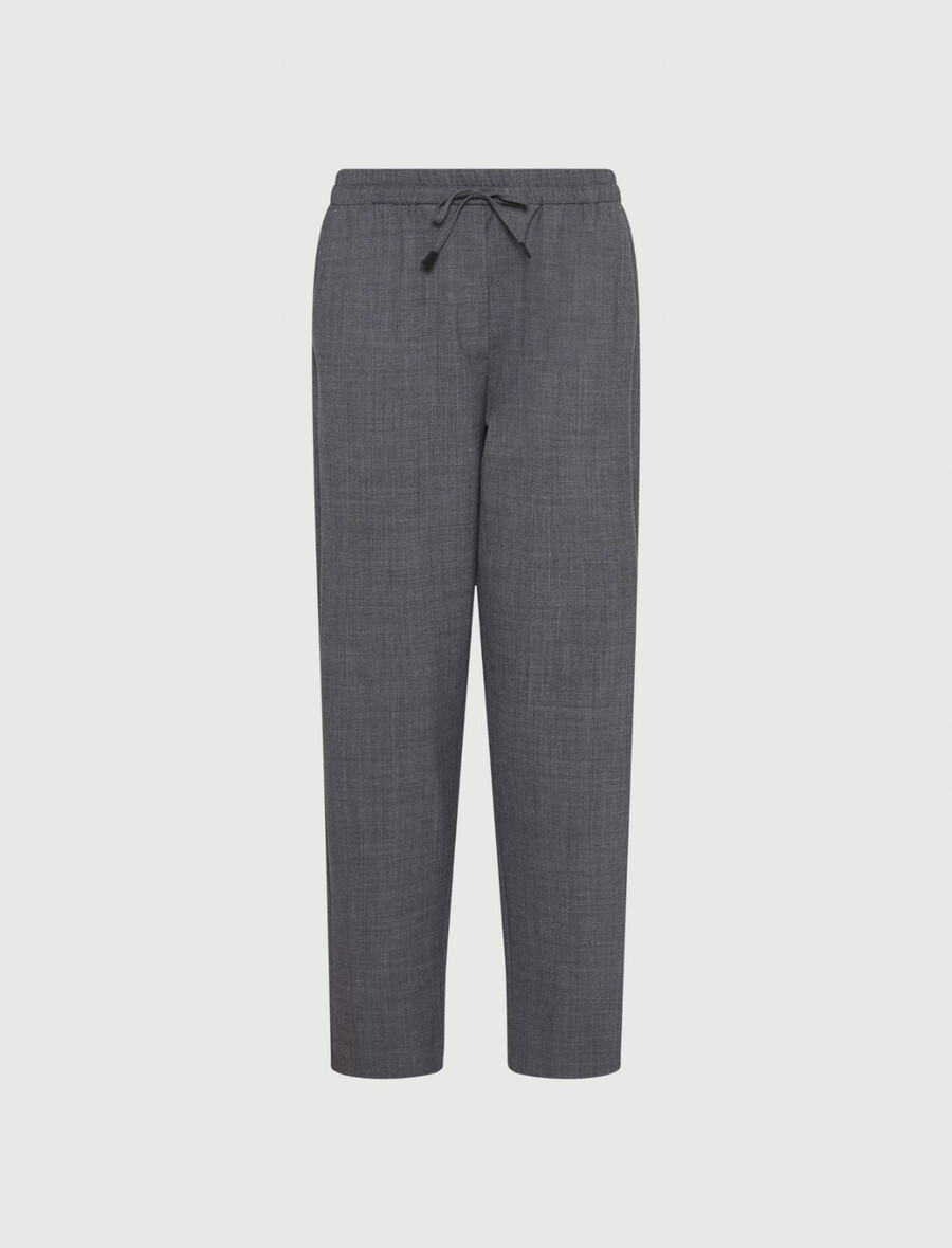 pantaloni slim fit in misto lana - grigio melange