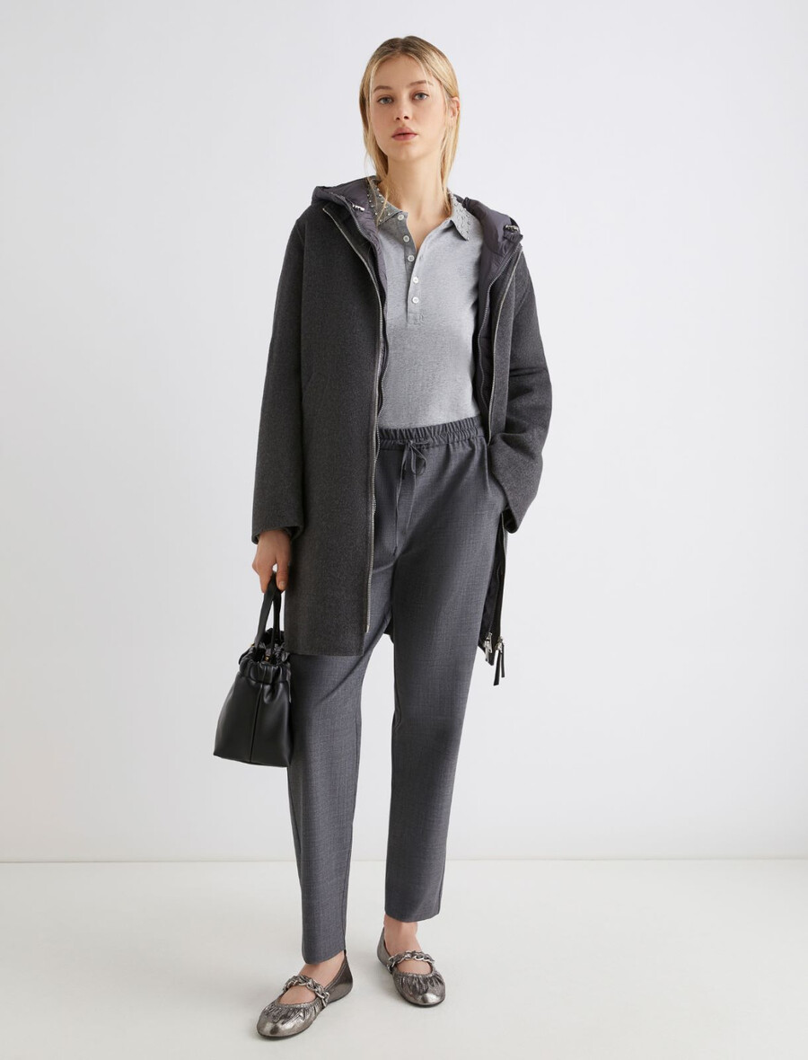 pantaloni slim fit in misto lana - grigio melange