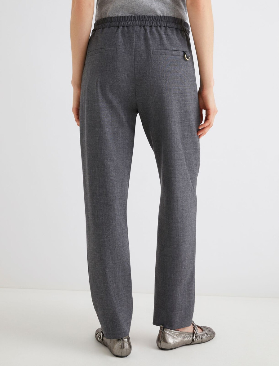 pantaloni slim fit in misto lana - grigio melange