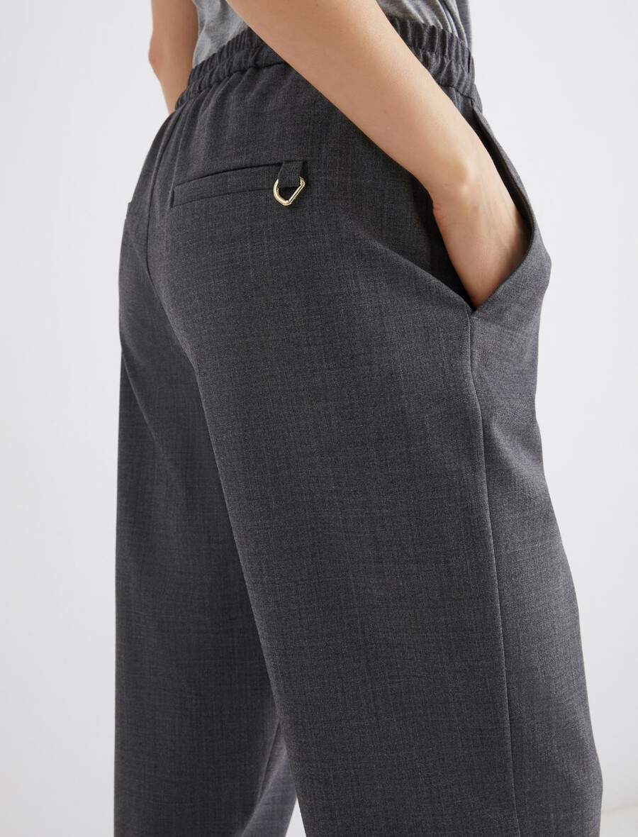 pantaloni slim fit in misto lana - grigio melange