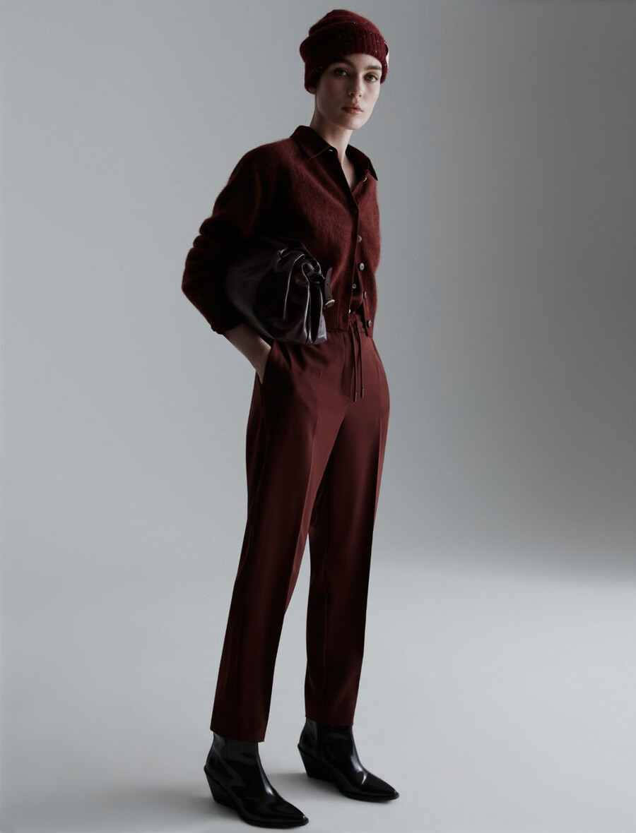 pantaloni da jogging in twill elasticizzato - bordeaux