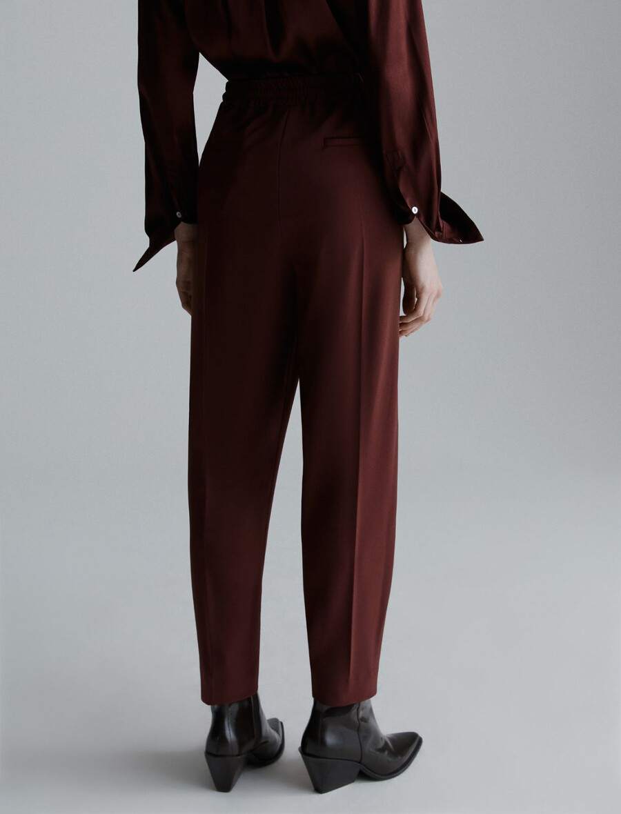 pantaloni da jogging in twill elasticizzato - bordeaux