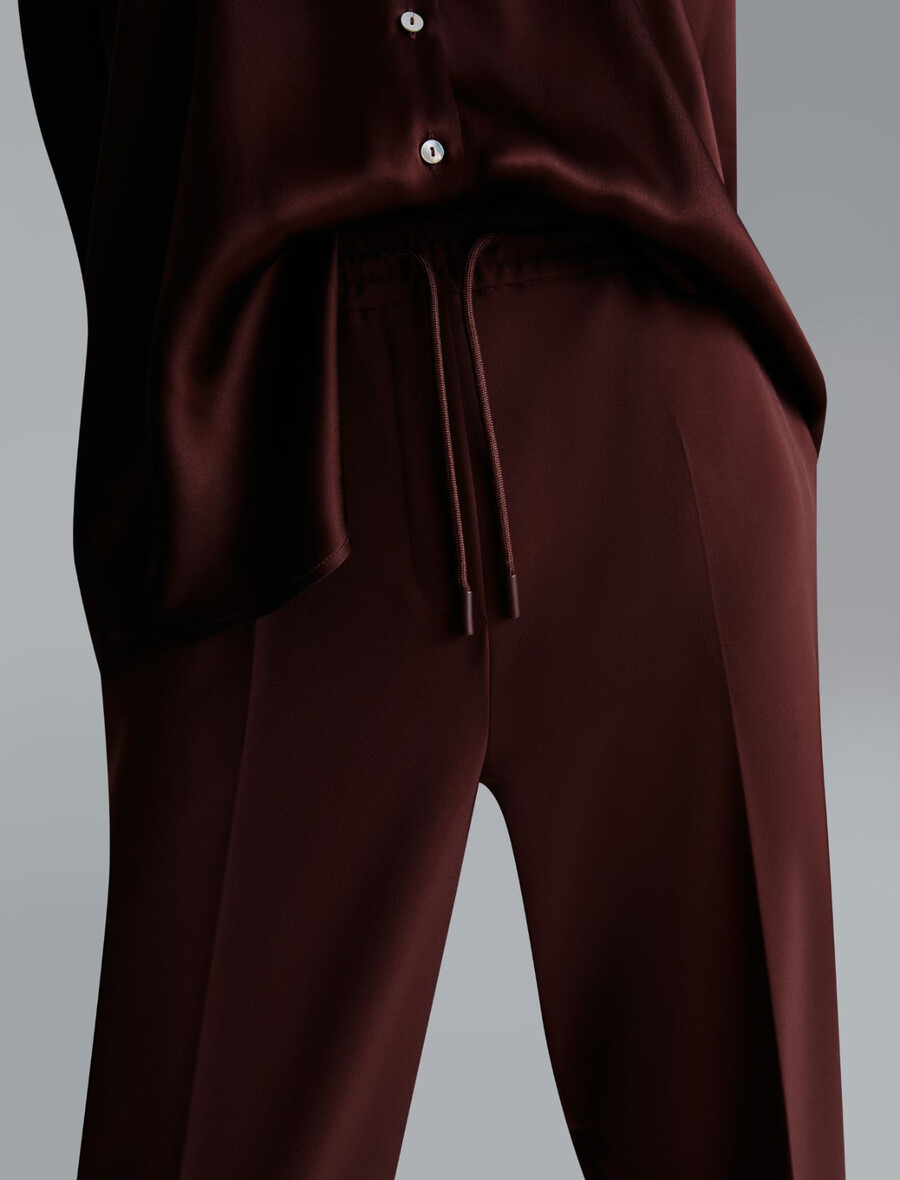 pantaloni da jogging in twill elasticizzato - bordeaux