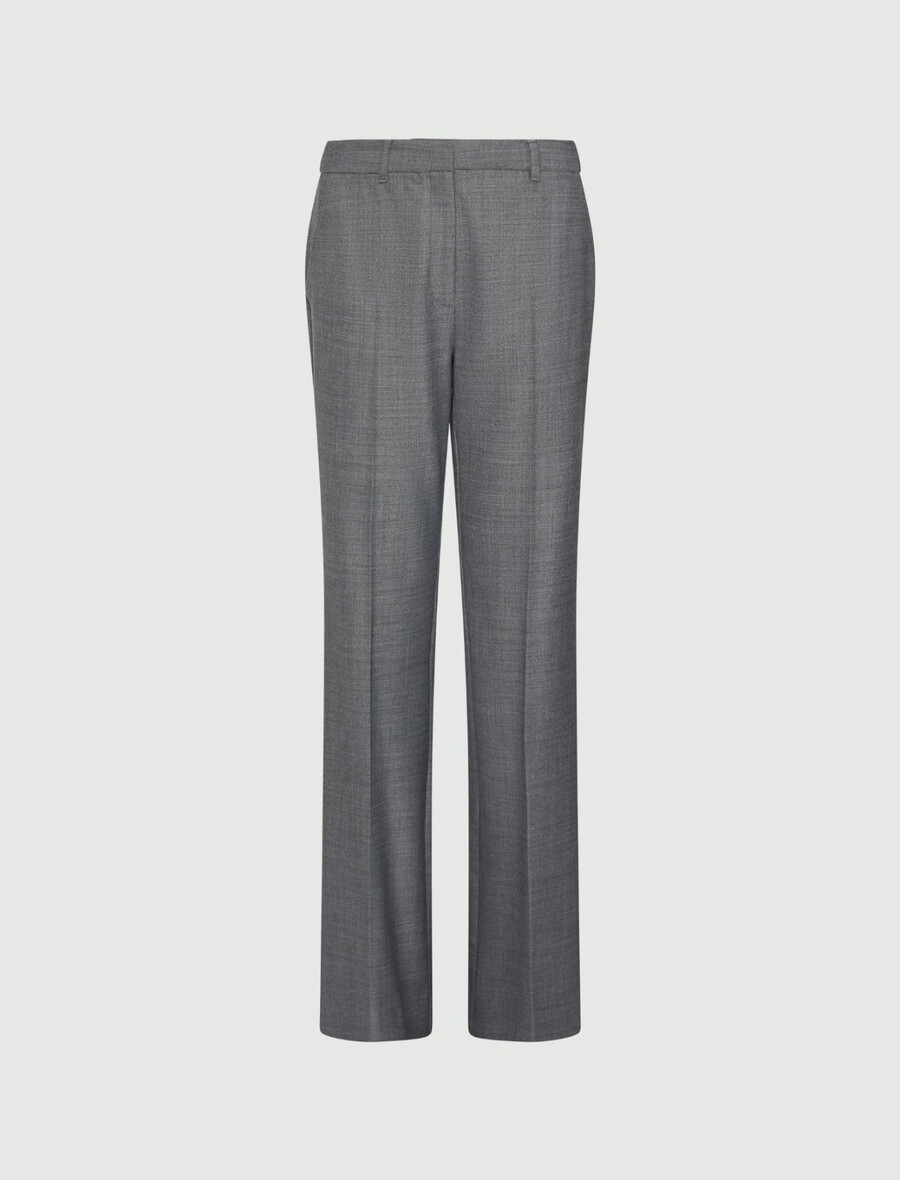 pantaloni svasati in misto lana elasticizzata - grigio melange