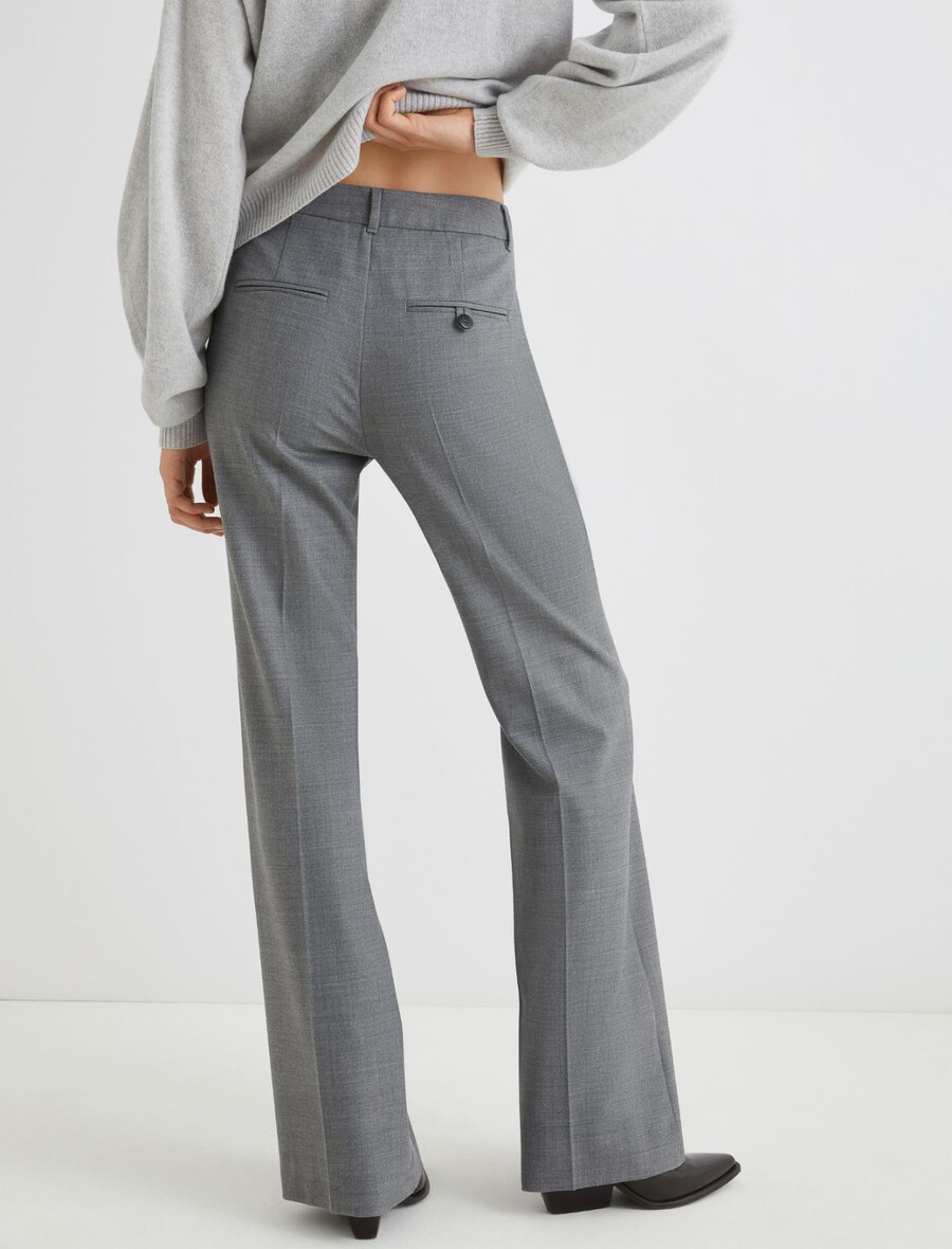 pantaloni svasati in misto lana elasticizzata - grigio melange