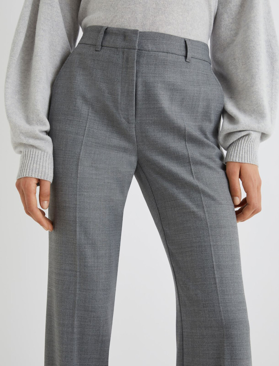 pantaloni svasati in misto lana elasticizzata - grigio melange
