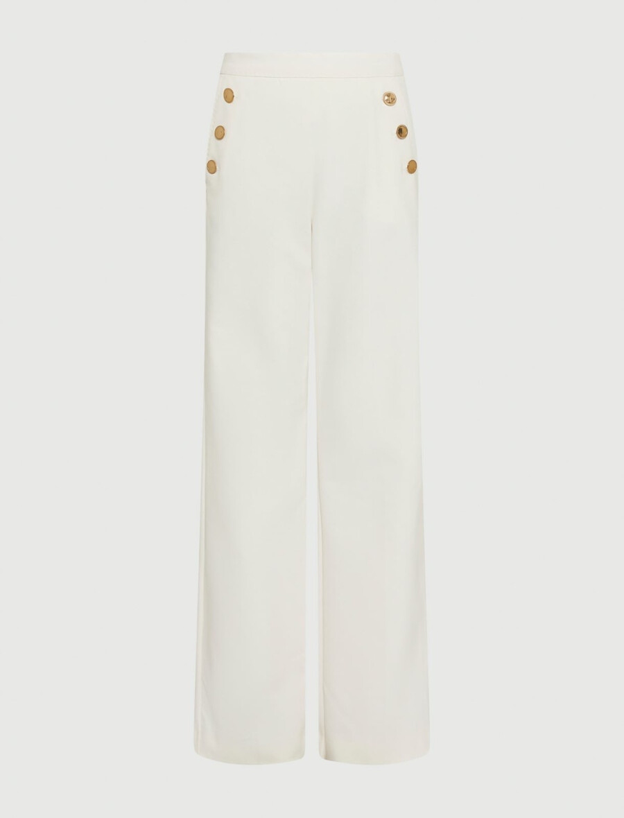 pantaloni a vita alta con bottoni - bianco