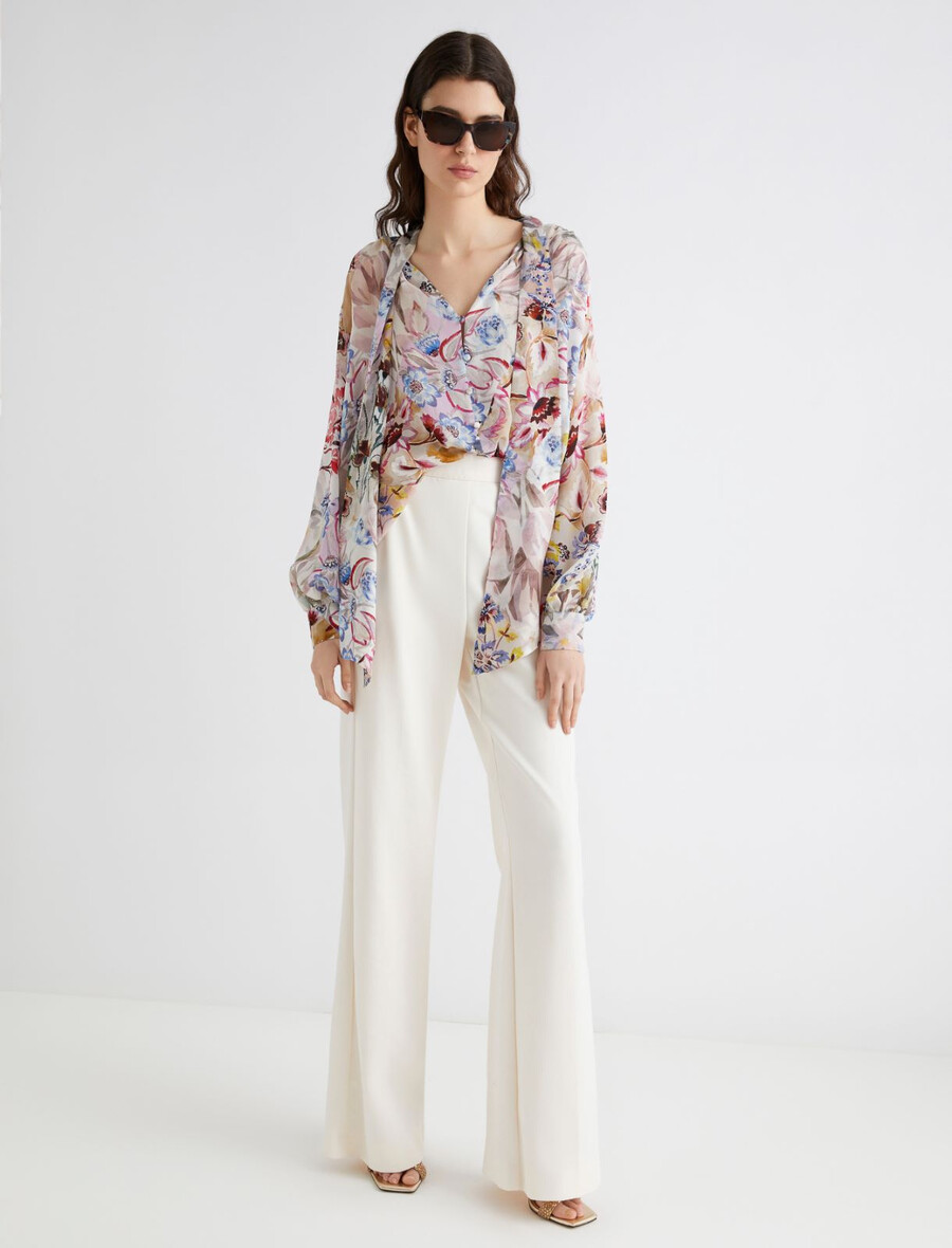 pantaloni a vita alta con bottoni - bianco