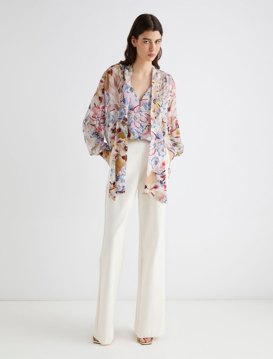 pantaloni a vita alta con bottoni - bianco