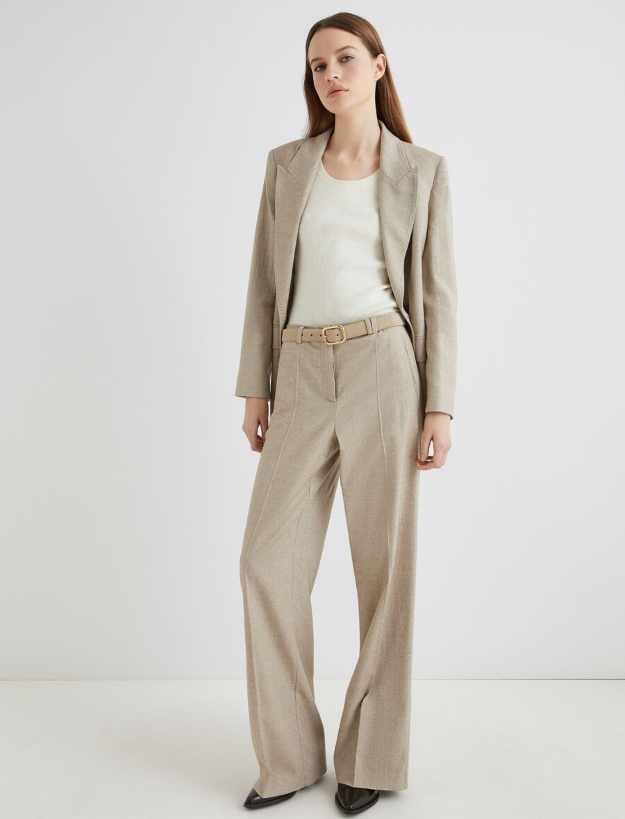 pantaloni dritti in zibellino - marrone nocciola