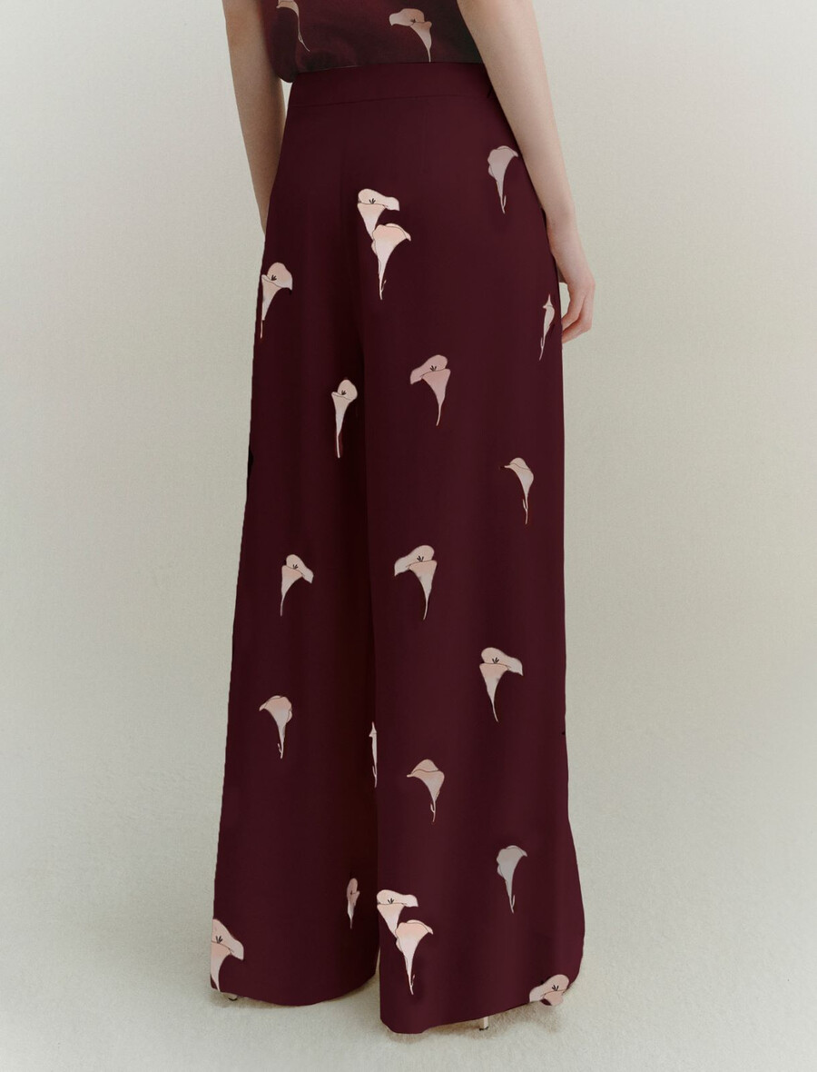 pantaloni a gamba larga in voile - naturale