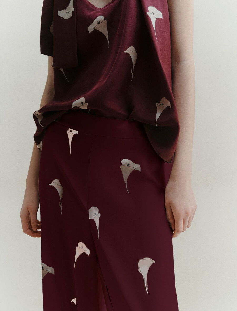 pantaloni a gamba larga in voile - naturale