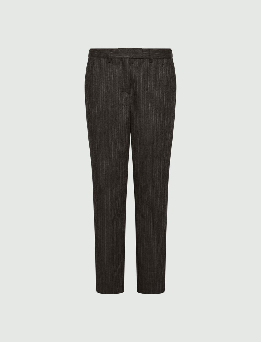 pantaloni slim fit in lana leggera - marrone